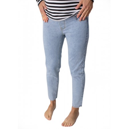 Джинсы обычные для беременных на резинке сбоку Голубые